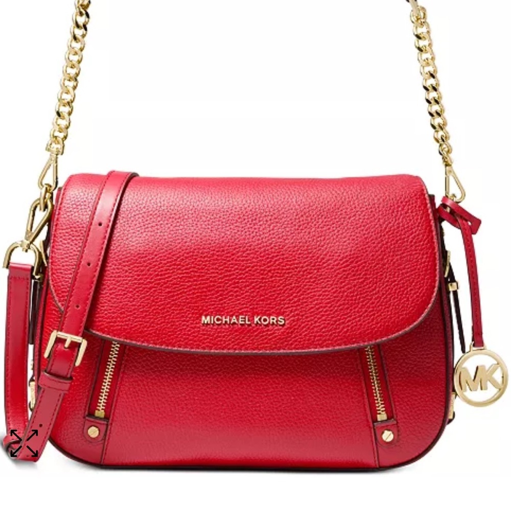 MICHAEL KORS Handbag Bedford Legacy Leather Flap Crossbody Bag Red AUTHENTIC - Picture 14 of 15